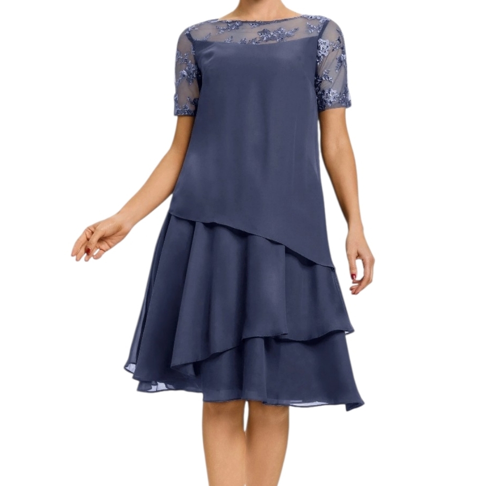 JJ's House A Line Chiffon Mother Of The Bride Formal Dark Blue Dress. Size 16